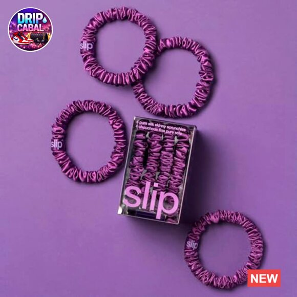 Pure Silk Skinny Scrunchies Anti-Crease Hair Protection Set of 4 main image 4